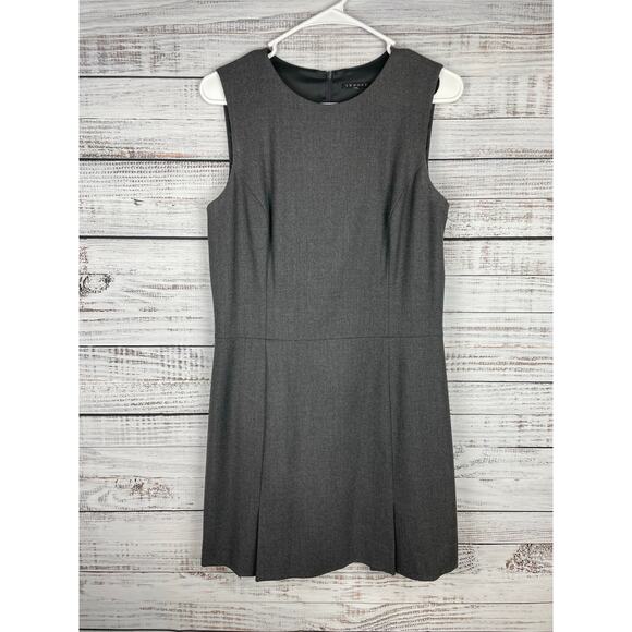 Theory Dresses & Skirts - Theory Gray Sleeveless Sheath Dress Womens size 10 Modest Wool Blend Neutral